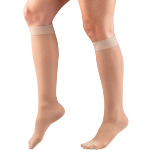Truform Sheer Compression Stockings, 15-20 mmHg, Women's Knee High Length, Dot Pattern