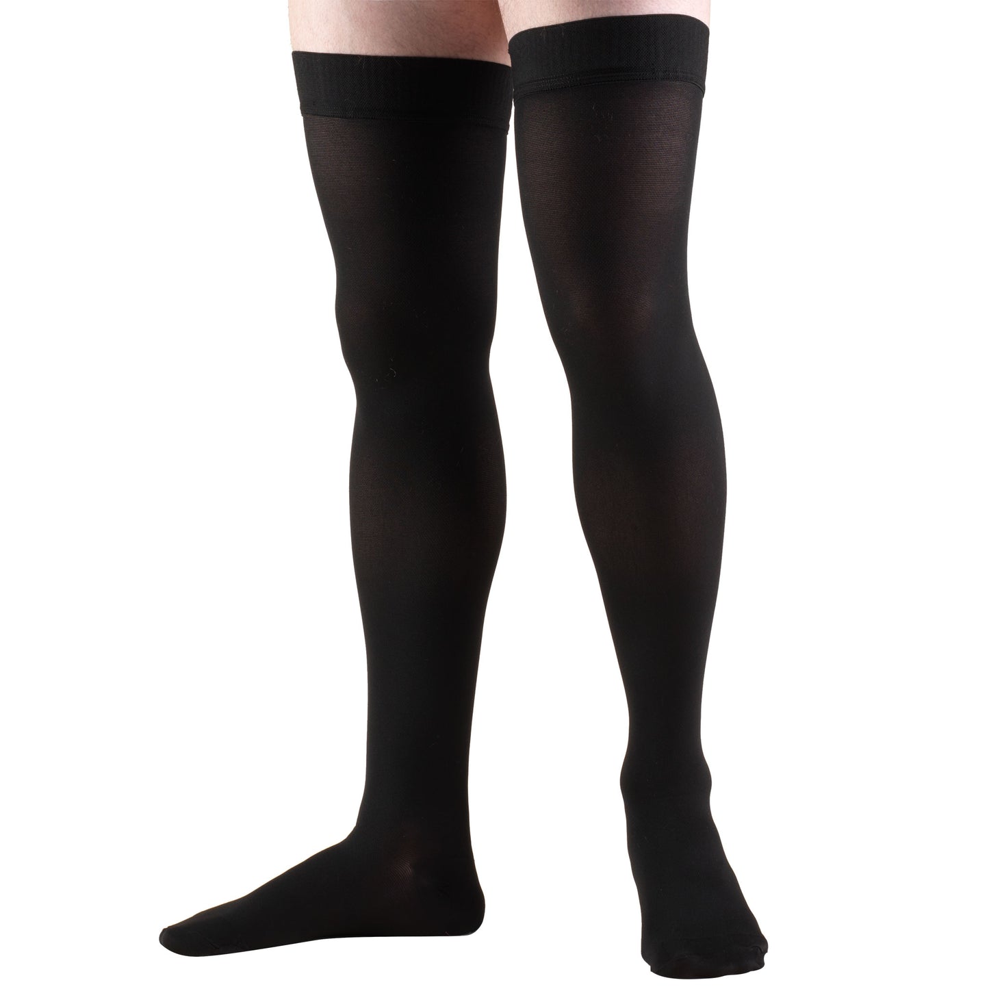 Truform 30-40 mmHg Compression Stockings for Men and Women, Thigh High Length, Dot-Top, Closed Toe