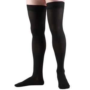 Truform 30-40 mmHg Compression Stockings for Men and Women, Thigh High Length, Dot-Top, Closed Toe