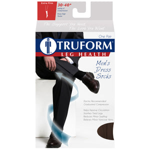 Truform Compression Socks, 30-40 mmHg, Men's Dress Socks, Knee High Over Calf Length