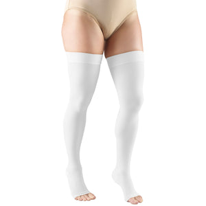 Truform 20-30 mmHg Compression Stockings for Men and Women, Thigh High Length, Dot-Top, Open Toe