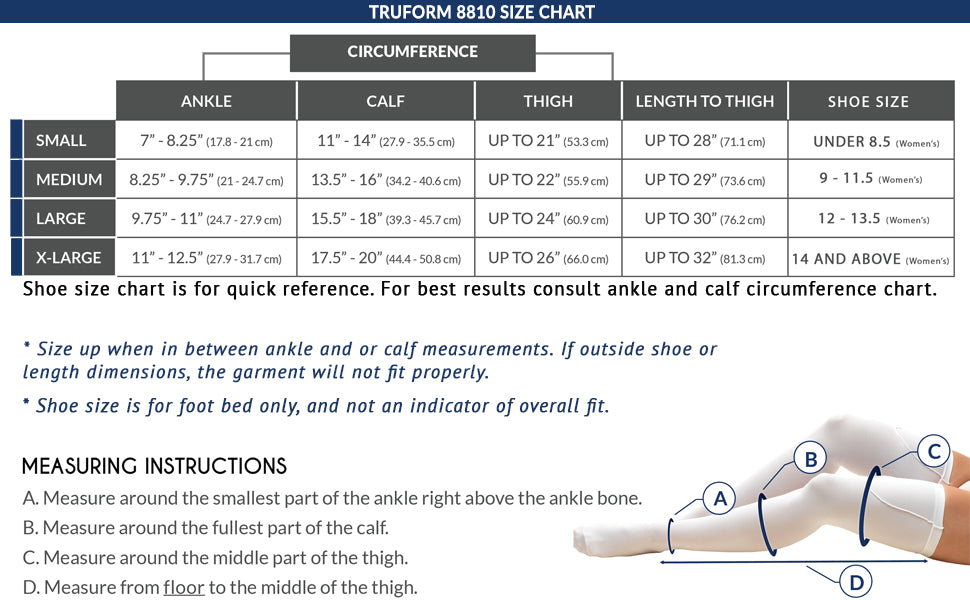 Truform Surgical Stockings, 18 mmHg Compression for Men and Women, Thigh High Length, Closed Toe