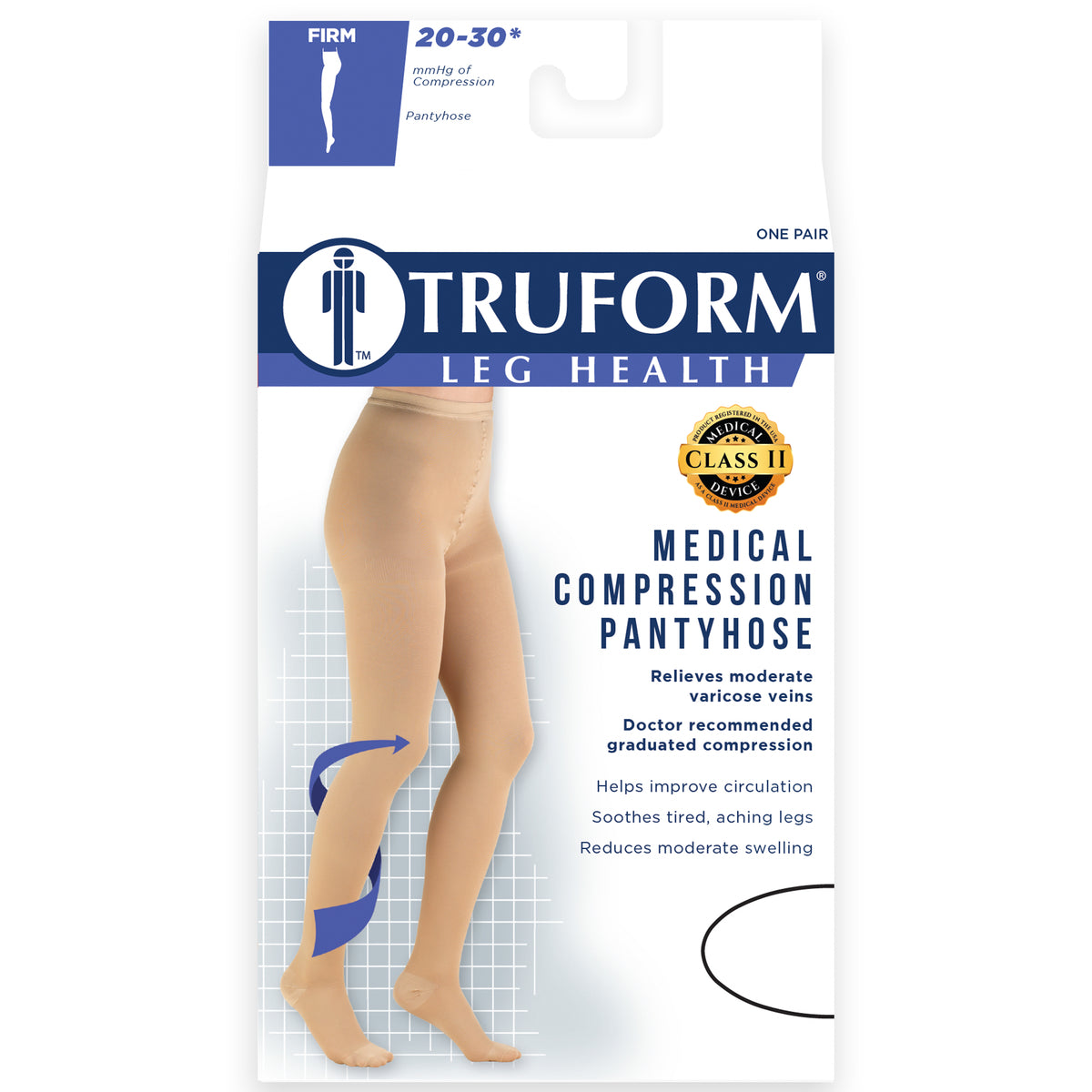 Truform 20-30 mmHg Compression Pantyhose, Women's Hosiery Support Tights