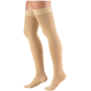 Truform 15-20 mmHg Compression Stockings for Men and Women, Thigh High Length, Dot Top, Closed Toe