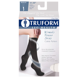 Truform Compression Socks, 15-20 mmHg, Women's Dress Socks, Knee High Over Calf Length