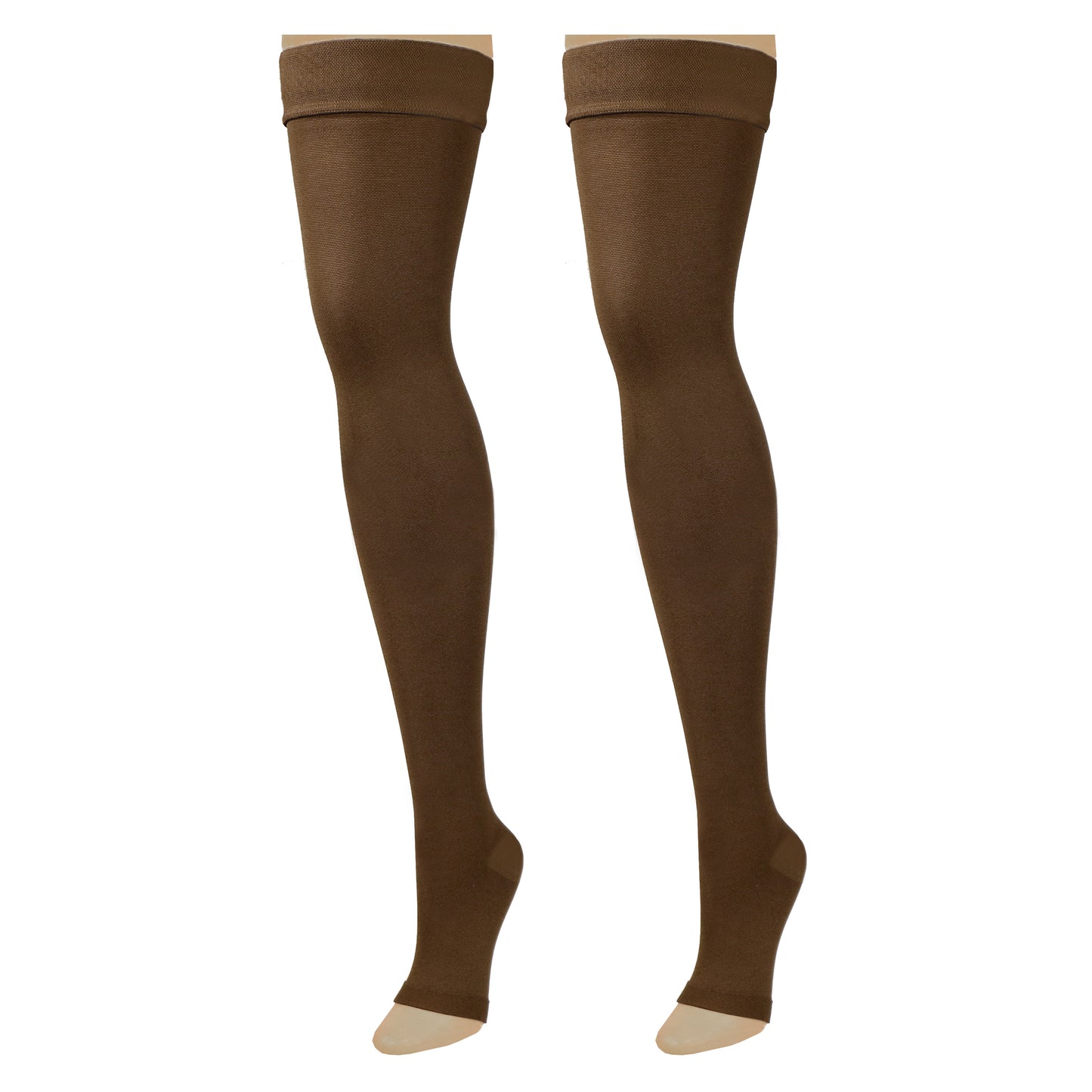 Truform 20-30 mmHg Compression Stockings for Men and Women, Thigh High Length, Dot-Top, Open Toe