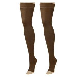 Truform 20-30 mmHg Compression Stockings for Men and Women, Thigh High Length, Dot-Top, Open Toe