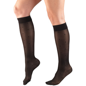 Truform Sheer Compression Stockings, 15-20 mmHg, Women's Knee High Length, Dot Pattern