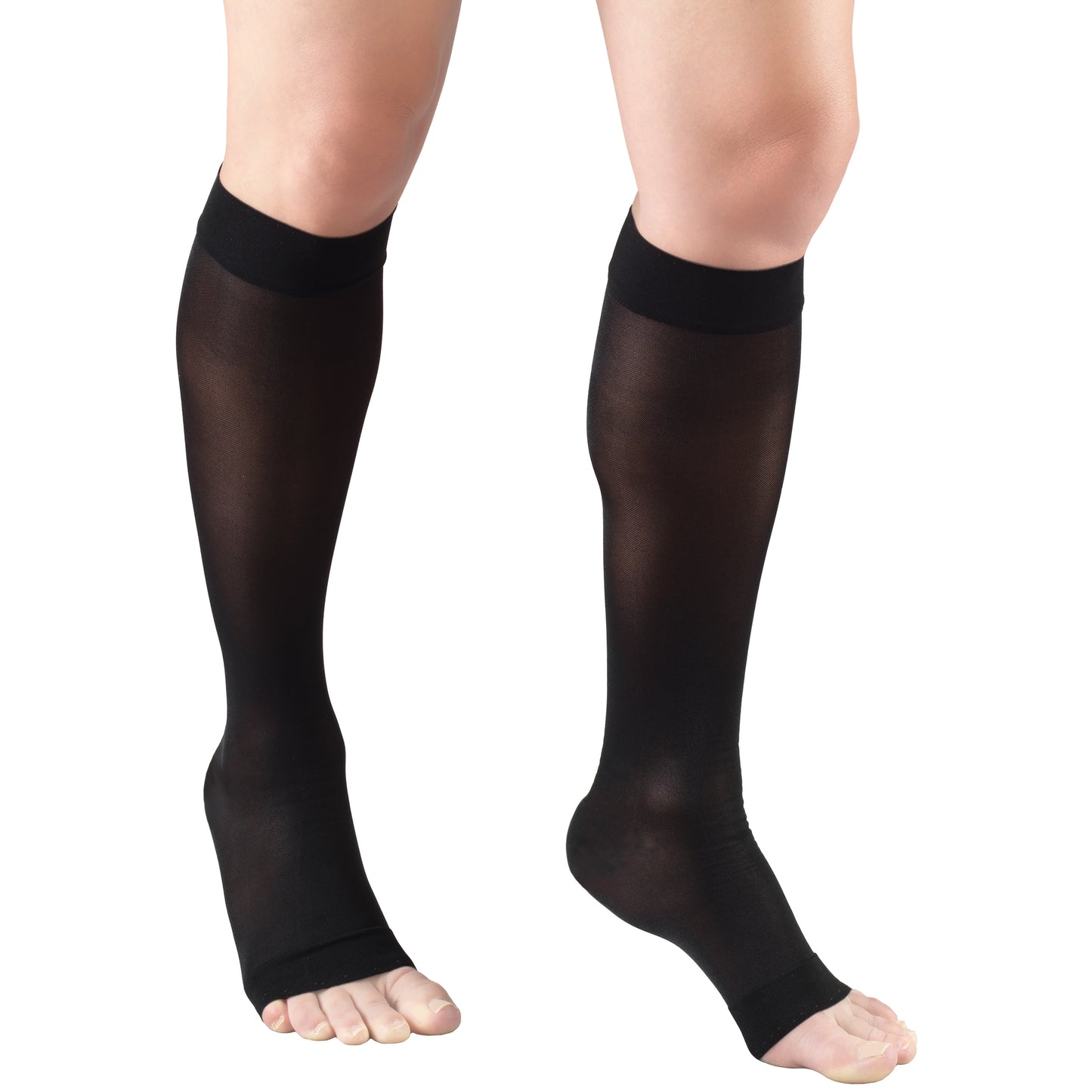 Truform Sheer Compression Stockings, 8-15 mmHg, Women's Open Toe, Knee High Length, 20 Denier