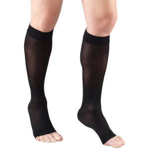 Truform Sheer Compression Stockings, 8-15 mmHg, Women's Open Toe, Knee High Length, 20 Denier