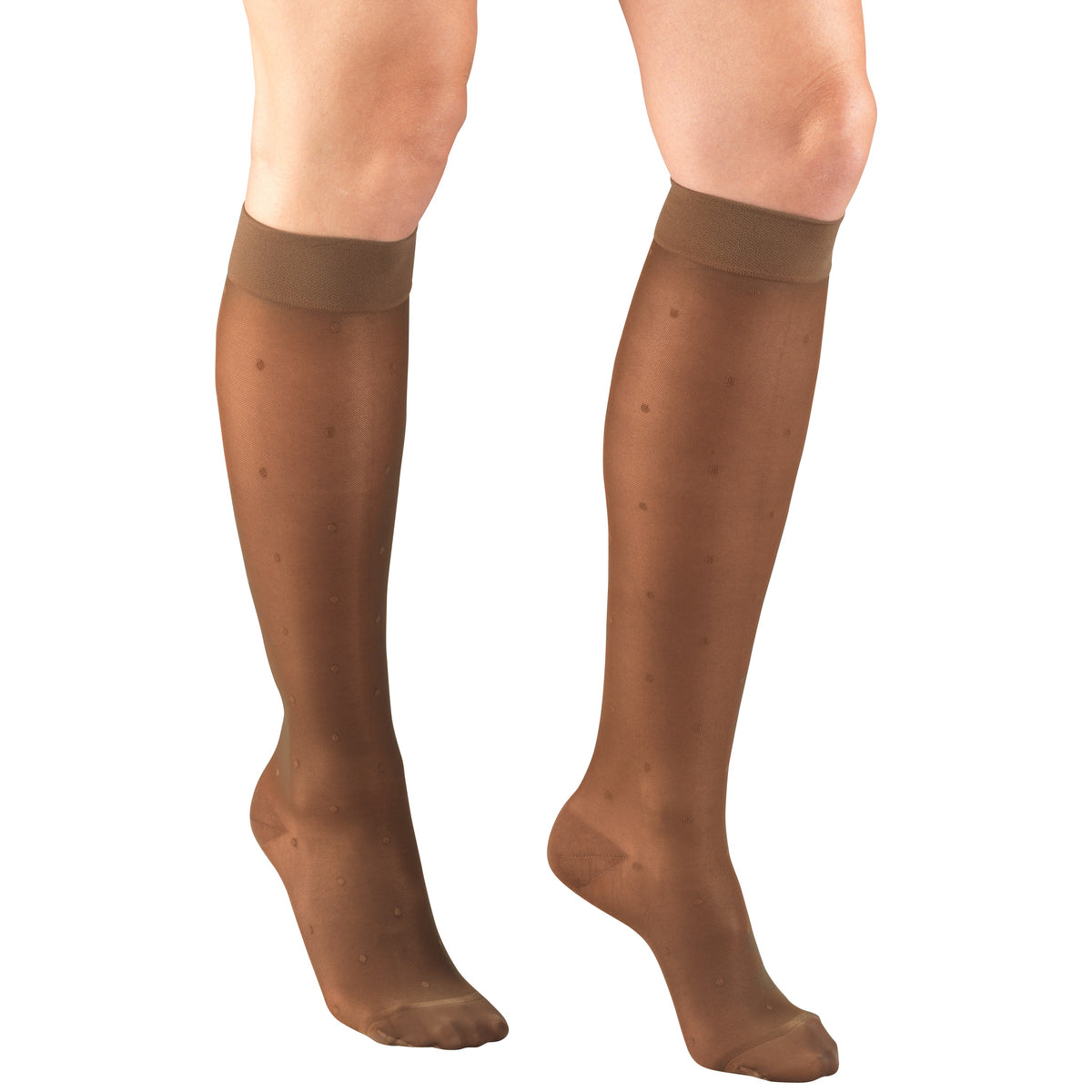 Truform Sheer Compression Stockings, 15-20 mmHg, Women's Knee High Length, Dot Pattern