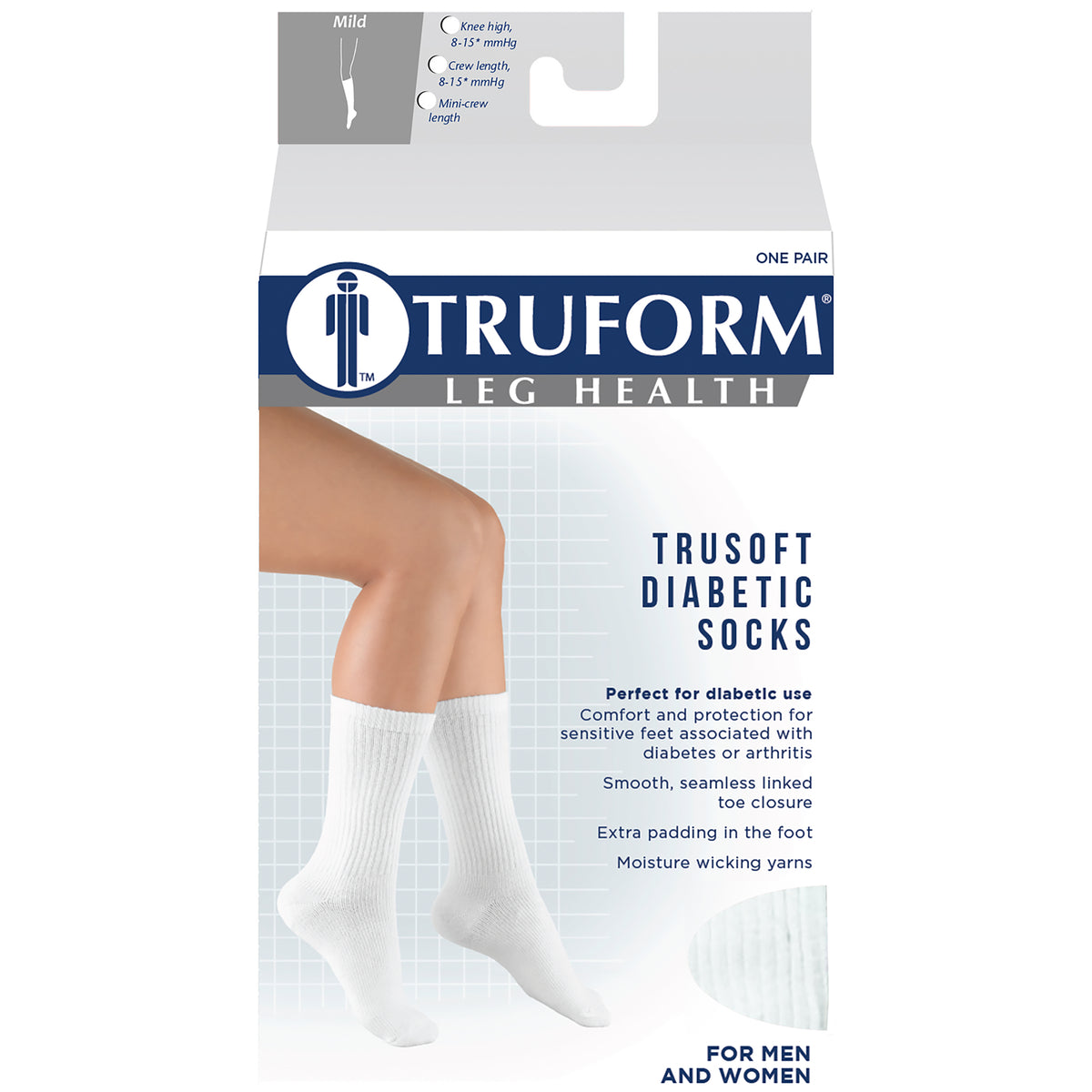 Truform Medical Compression Socks for Men and Women, 8-15 mmHg Crew Length to Mid-Calf