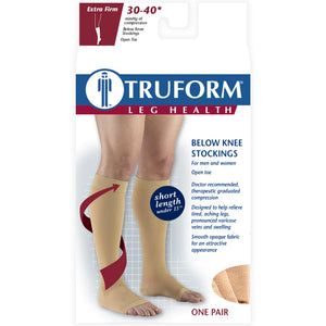 Truform 30-40 mmHg Compression Stockings for Men and Women, Knee High Length, Open Toe