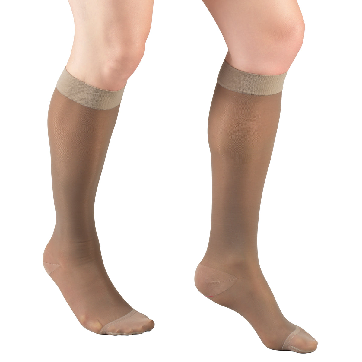 Truform Sheer Compression Stockings, 15-20 mmHg, Women's Knee High Length, 20 Denier