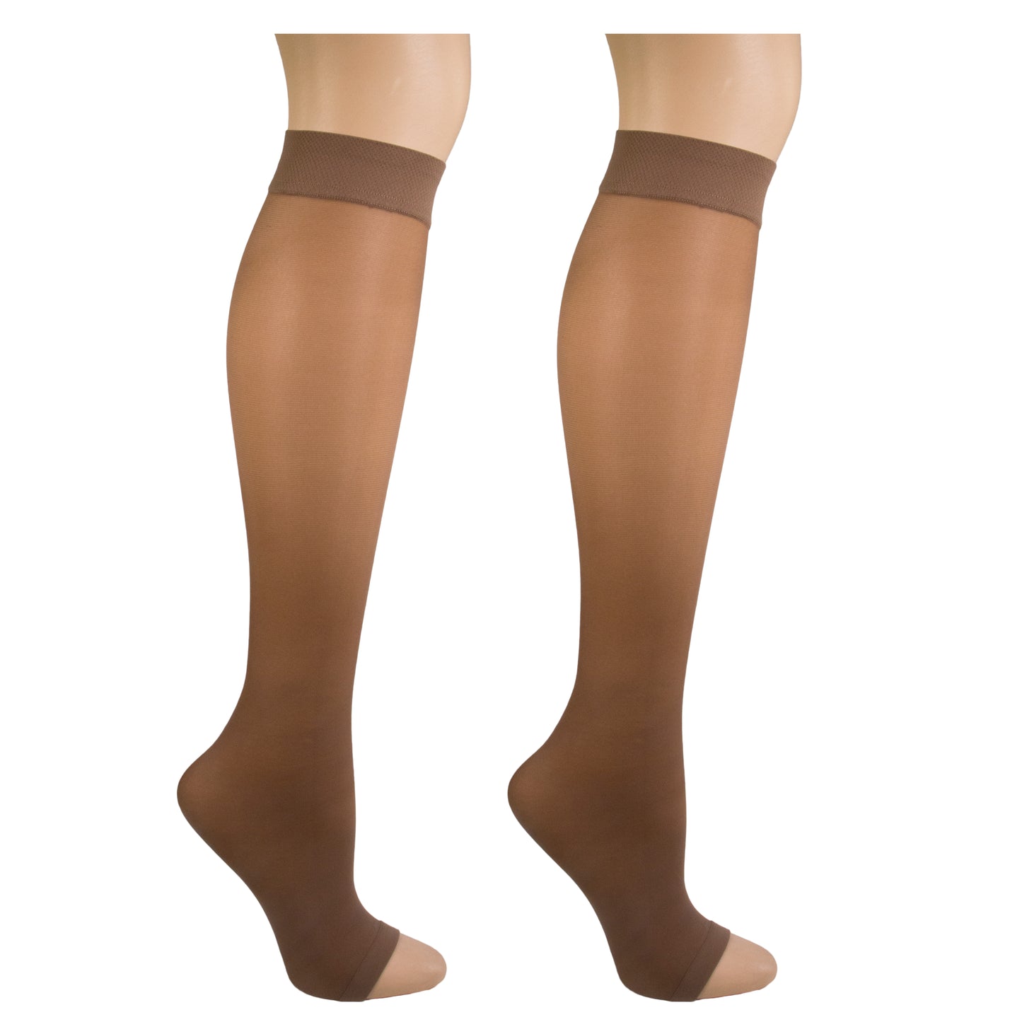 Truform Sheer Compression Stockings, 8-15 mmHg, Women's Open Toe, Knee High Length, 20 Denier