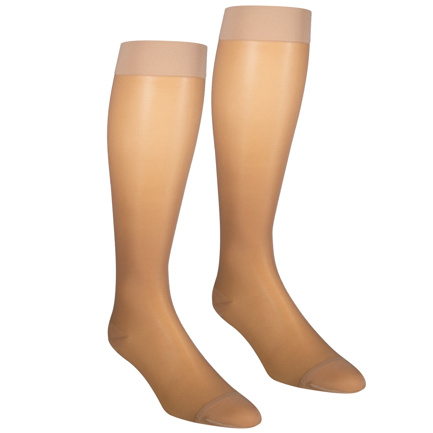 Truform Sheer Compression Stockings, 15-20 mmHg, Women's Knee High Length, Open Toe, 20 Denier