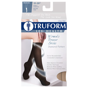Truform Compression Socks, 15-20 mmHg, Women's Dress Socks, Knee High Over Calf Length