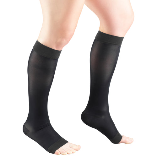 Truform Sheer Compression Stockings, 15-20 mmHg, Women's Knee High Length, Open Toe, 20 Denier