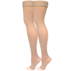 Truform Women's Compression Stockings, 20-30 mmHg, Thigh High Length, Open Toe, Opaque