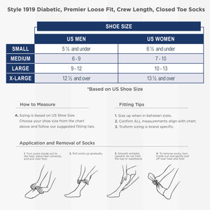 Truform Premiere Diabetic Socks for Men and Women, Medical Style Crew Length, Mid Calf Height