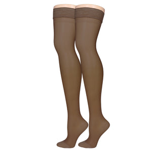 Truform Sheer Compression Stockings, 15-20 mmHg, Women's Thigh High Length, 20 Denier
