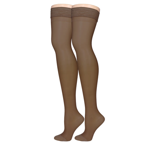 Truform Sheer Compression Stockings, 15-20 mmHg, Women's Thigh High Length, 20 Denier