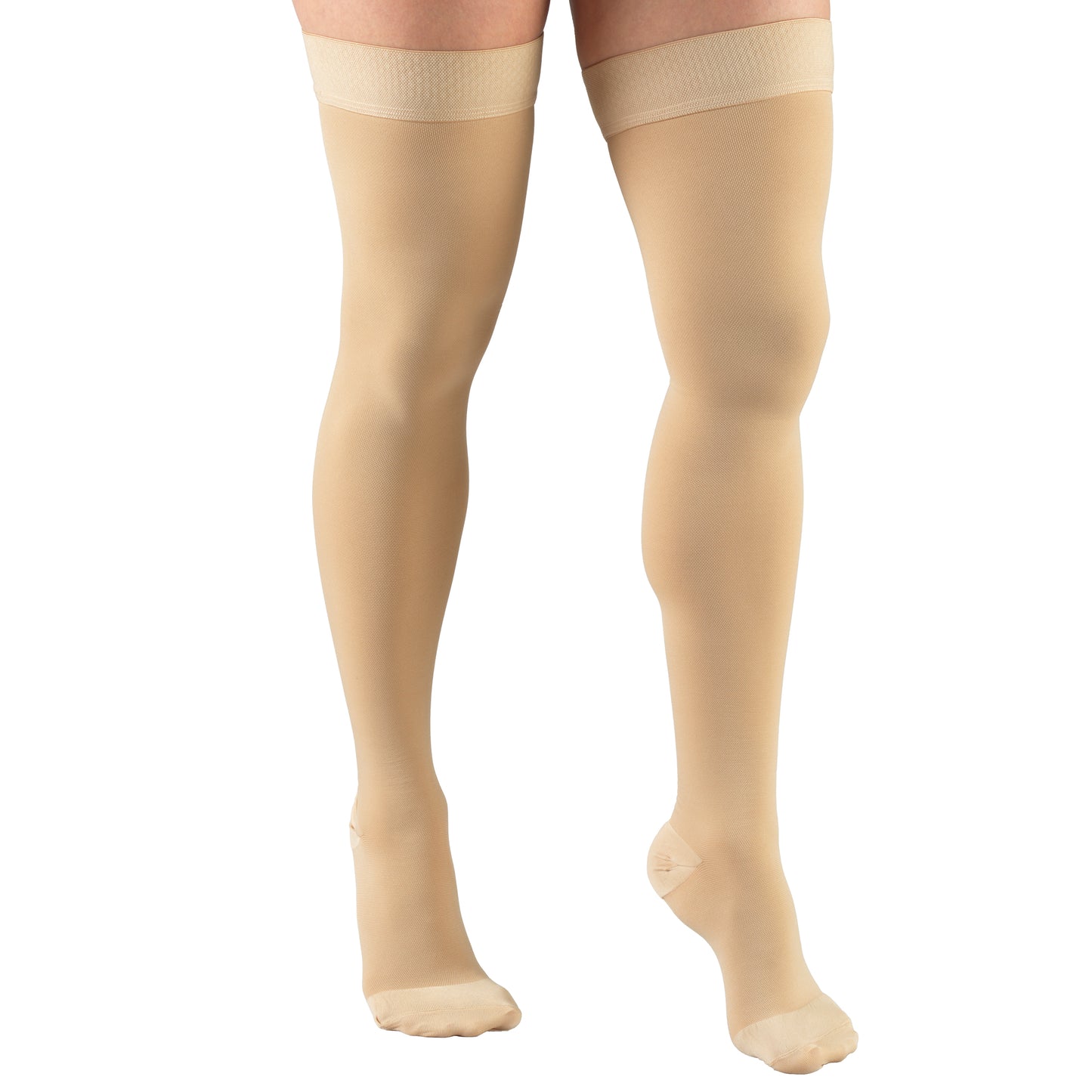 Truform 30-40 mmHg Compression Stockings for Men and Women, Thigh High Length, Dot-Top, Closed Toe
