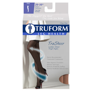 Truform Sheer Compression Stockings, 20-30 mmHg, Women's Thigh High Length, 30 Denier
