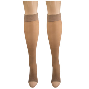 Truform Sheer Compression Stockings, 8-15 mmHg, Women's Open Toe, Knee High Length, 20 Denier
