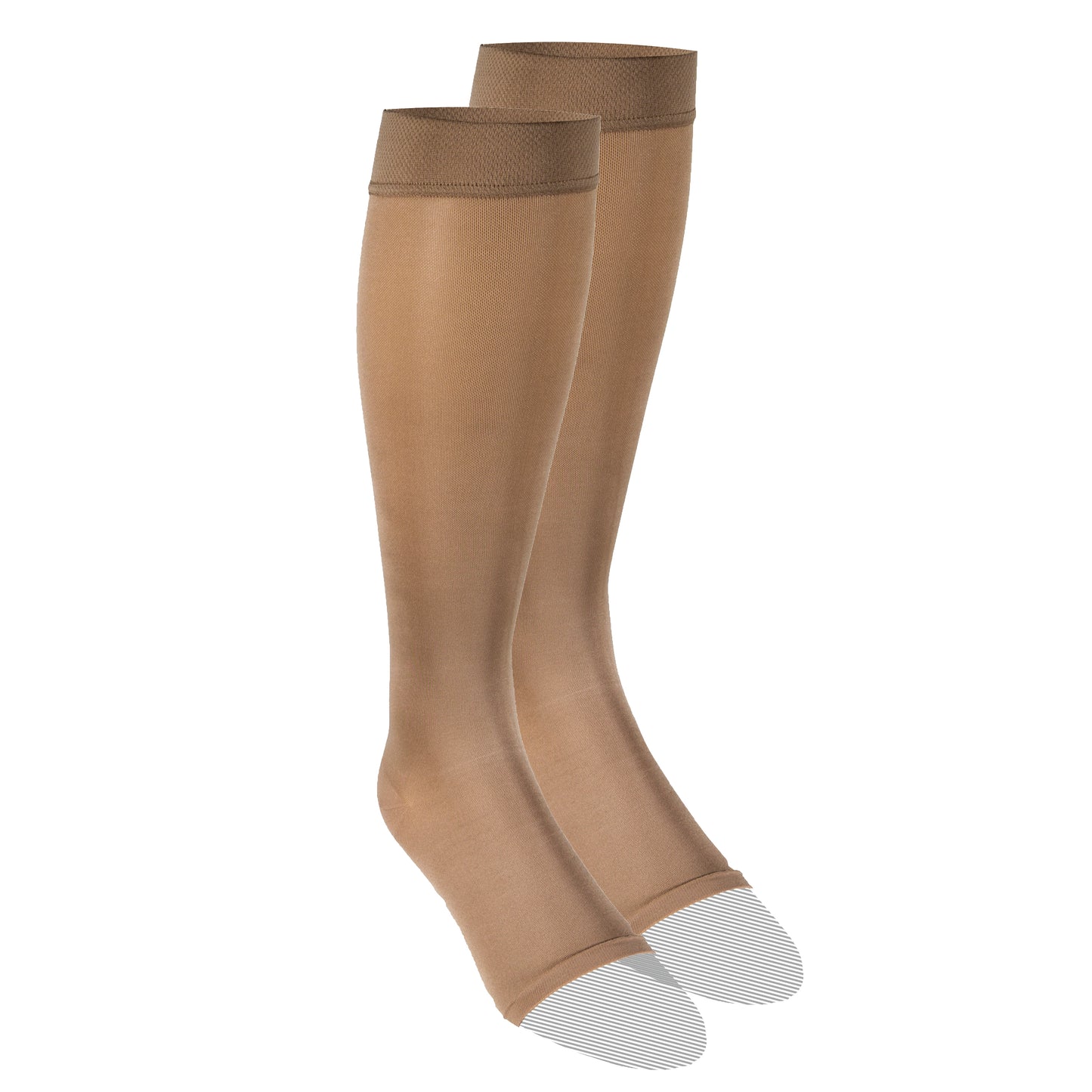 Truform Women's Compression Stockings, 15-20 mmHg, Knee High Length, Open Toe, Opaque