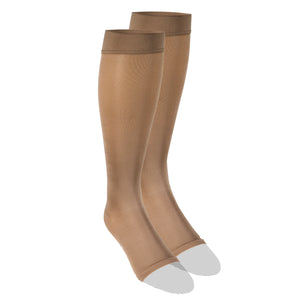 Truform Women's Compression Stockings, 15-20 mmHg, Knee High Length, Open Toe, Opaque