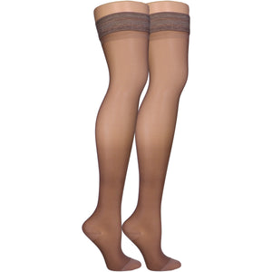 Truform Sheer Compression Stockings, 15-20 mmHg, Women's Thigh High Length, 20 Denier