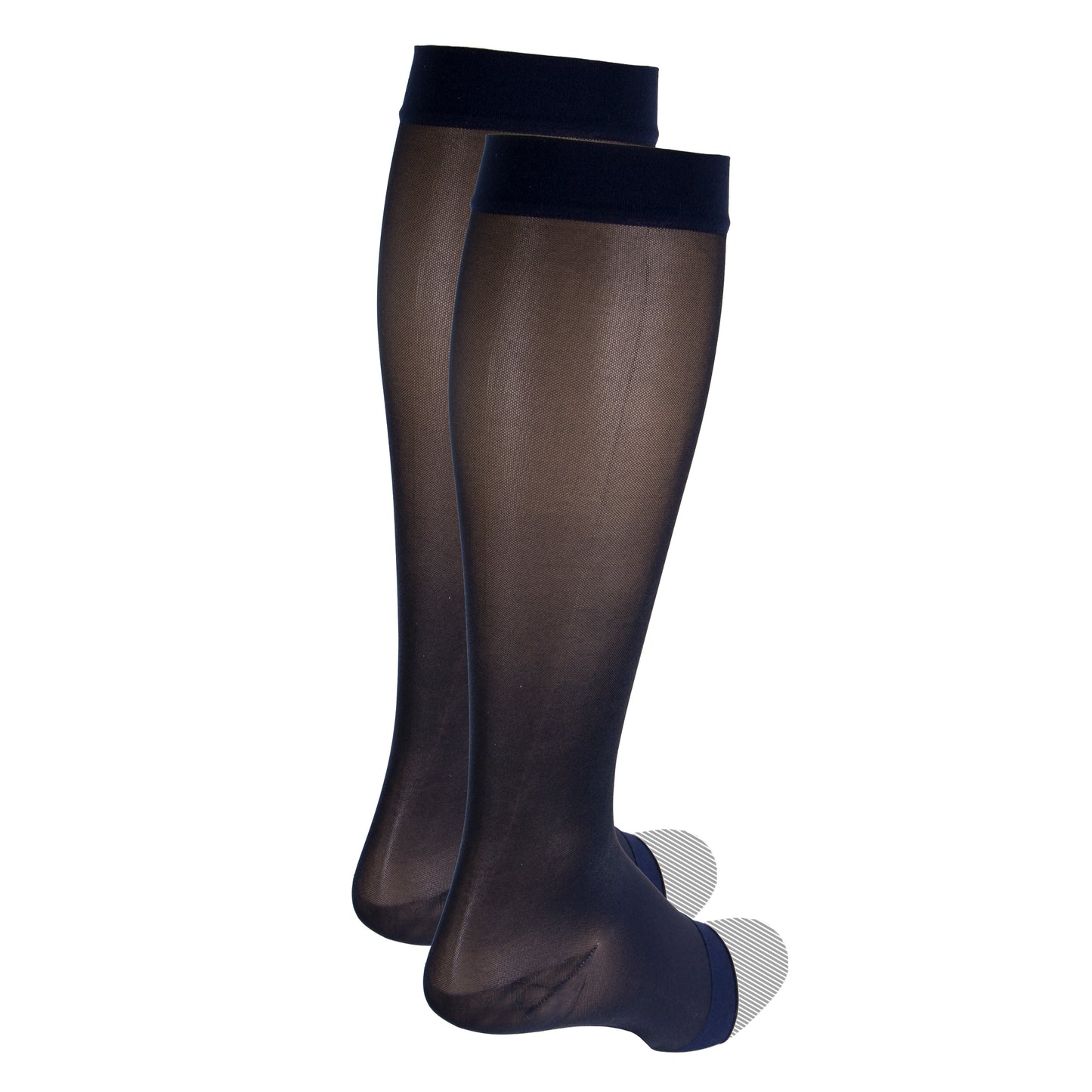 Truform Sheer Compression Stockings, 15-20 mmHg, Women's Knee High Length, Open Toe, 20 Denier