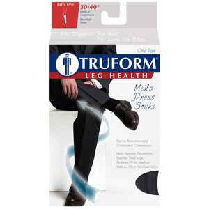 Truform Compression Socks, 30-40 mmHg, Men's Dress Socks, Knee High Over Calf Length