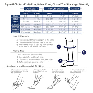 Truform Surgical Stockings, 18 mmHg Compression for Men and Women, Knee High Length, Closed Toe