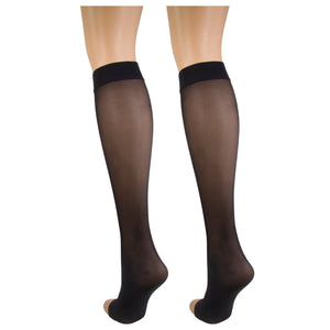 Truform Sheer Compression Stockings, 8-15 mmHg, Women's Open Toe, Knee High Length, 20 Denier