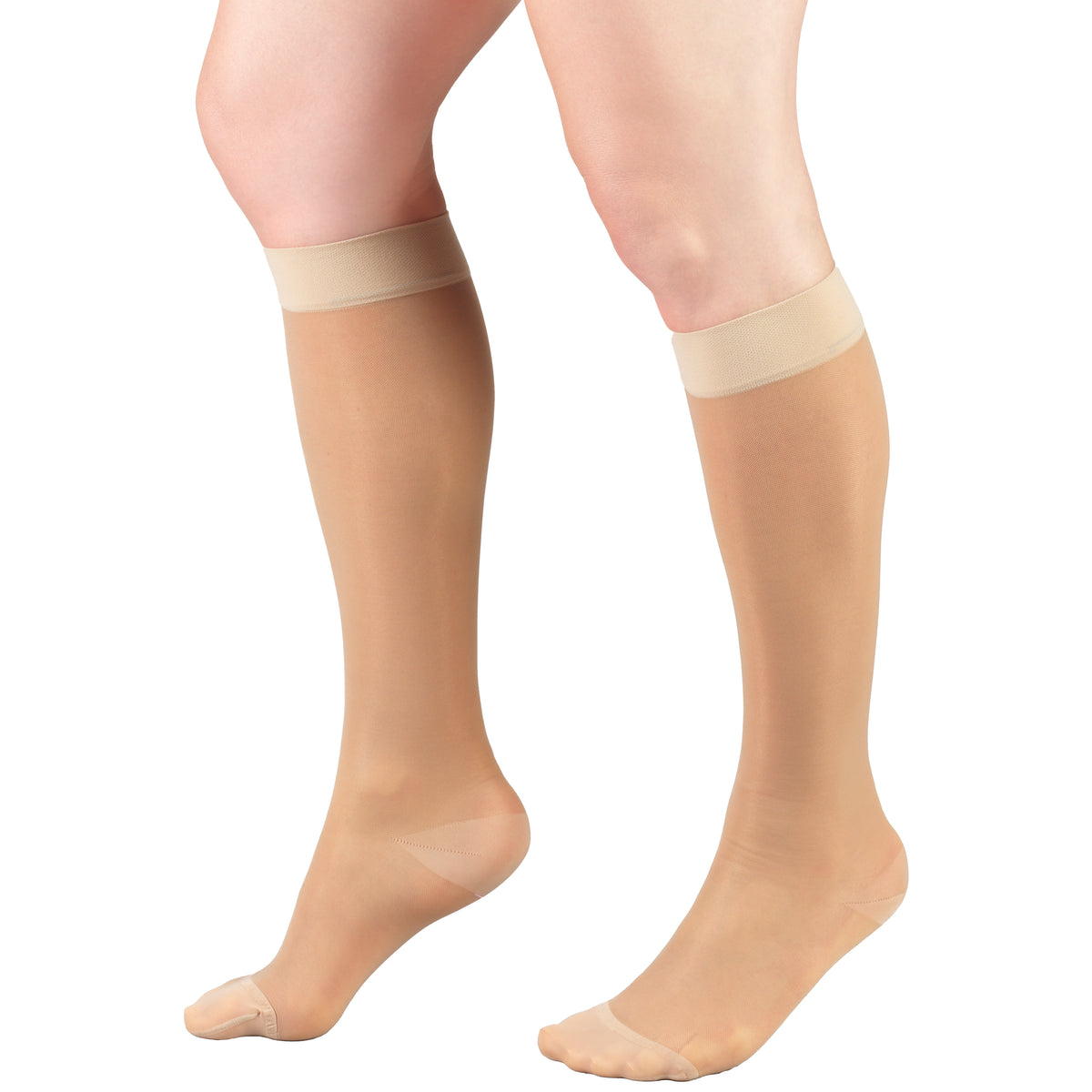 Truform Sheer Compression Stockings, 15-20 mmHg, Women's Knee High Length, 20 Denier
