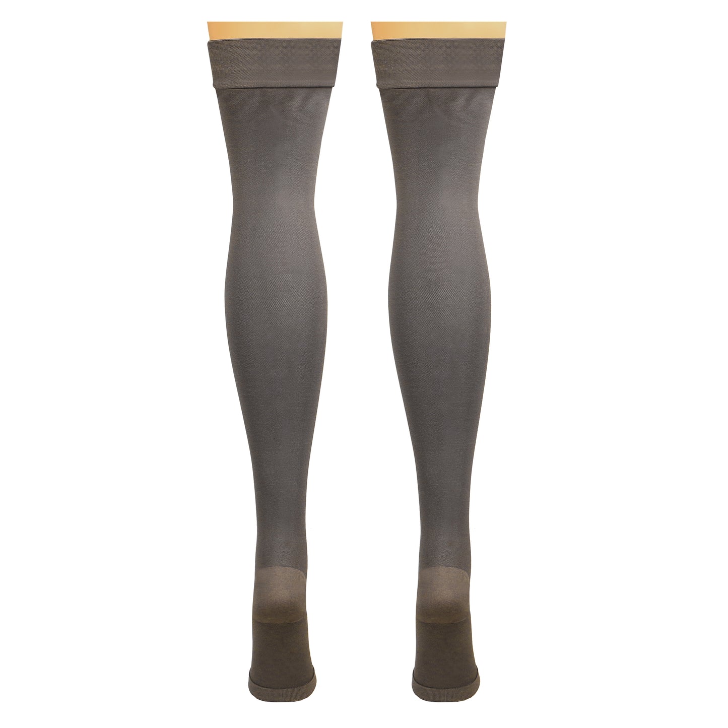 Truform 20-30 mmHg Compression Stockings for Men and Women, Thigh High Length, Dot-Top, Open Toe