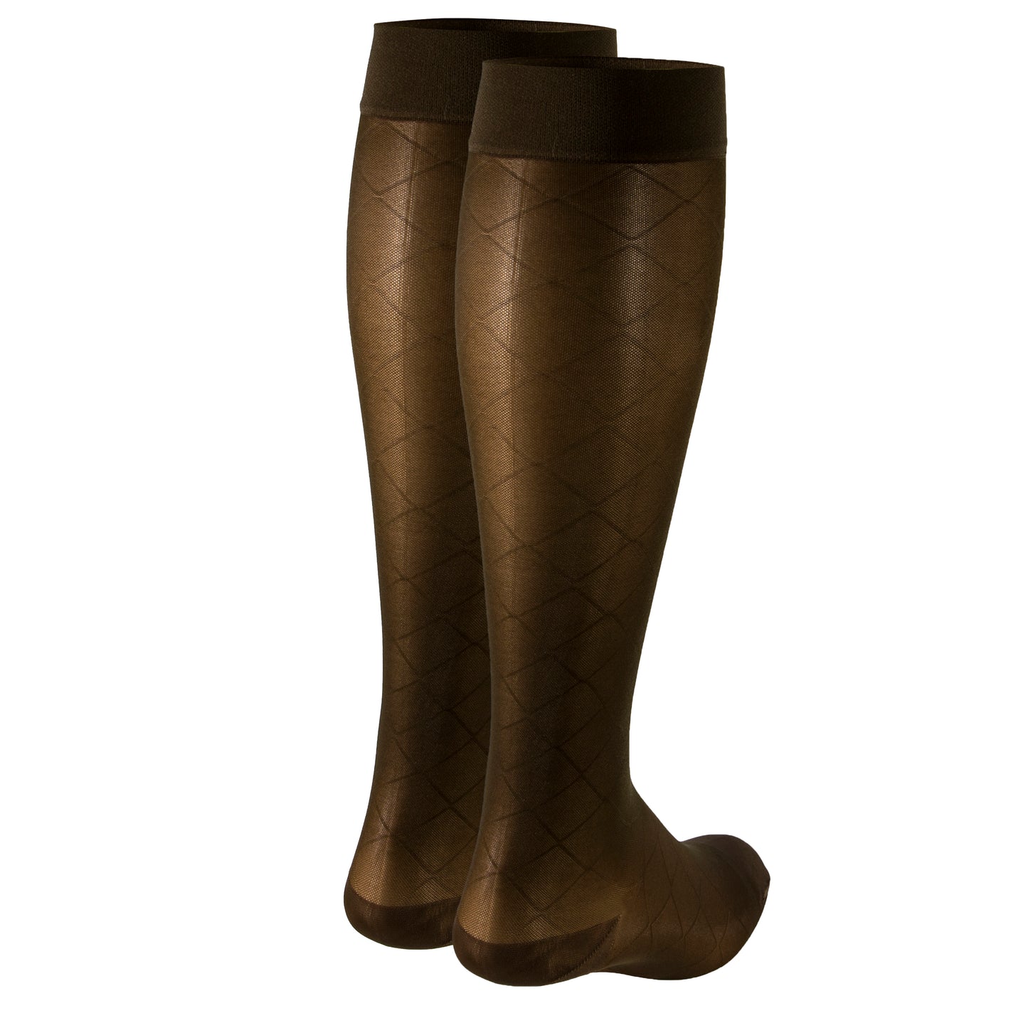 Truform Sheer Compression Stockings, 15-20 mmHg, Women's Knee High Length, Diamond Pattern