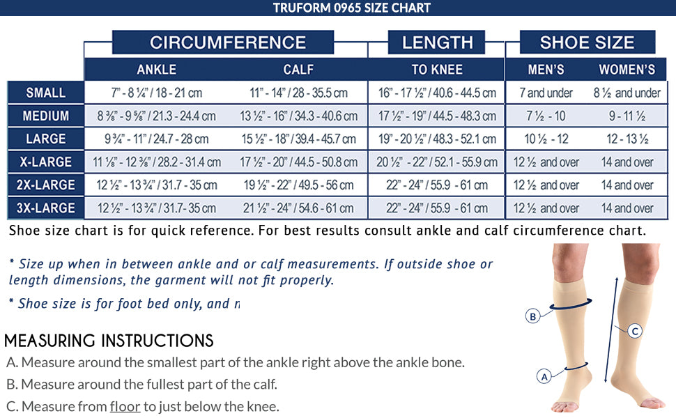 Truform 20-30 mmHg Medical Compression Stockings, Smooth Stretch Microfiber, Knee High, Open Toe
