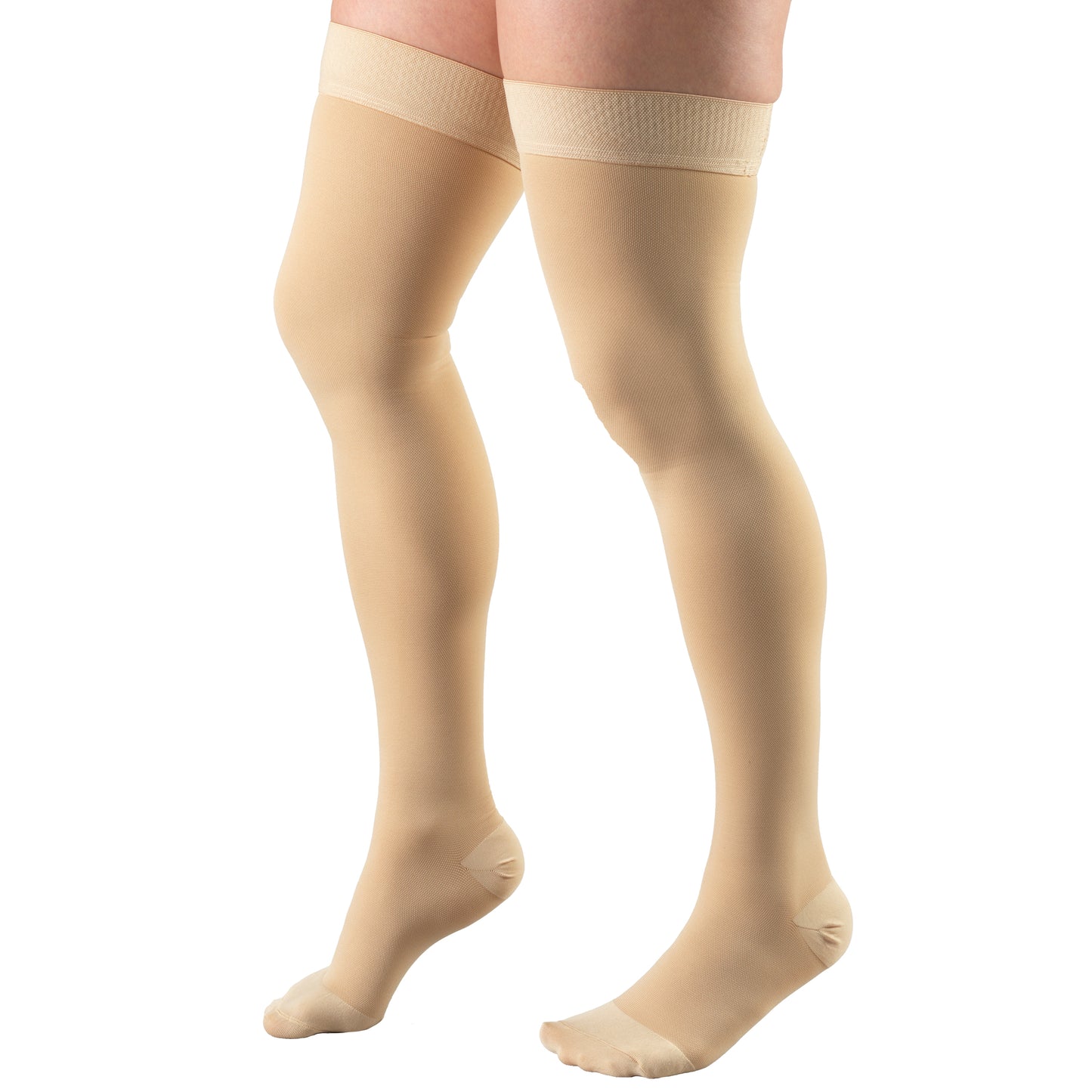 Truform 20-30 mmHg Compression Stockings for Men and Women, Thigh High Length, Dot Top, Closed Toe