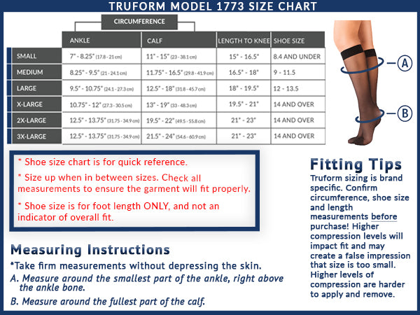 Truform Sheer Compression Stockings, 15-20 mmHg, Women's Knee High Length, 20 Denier