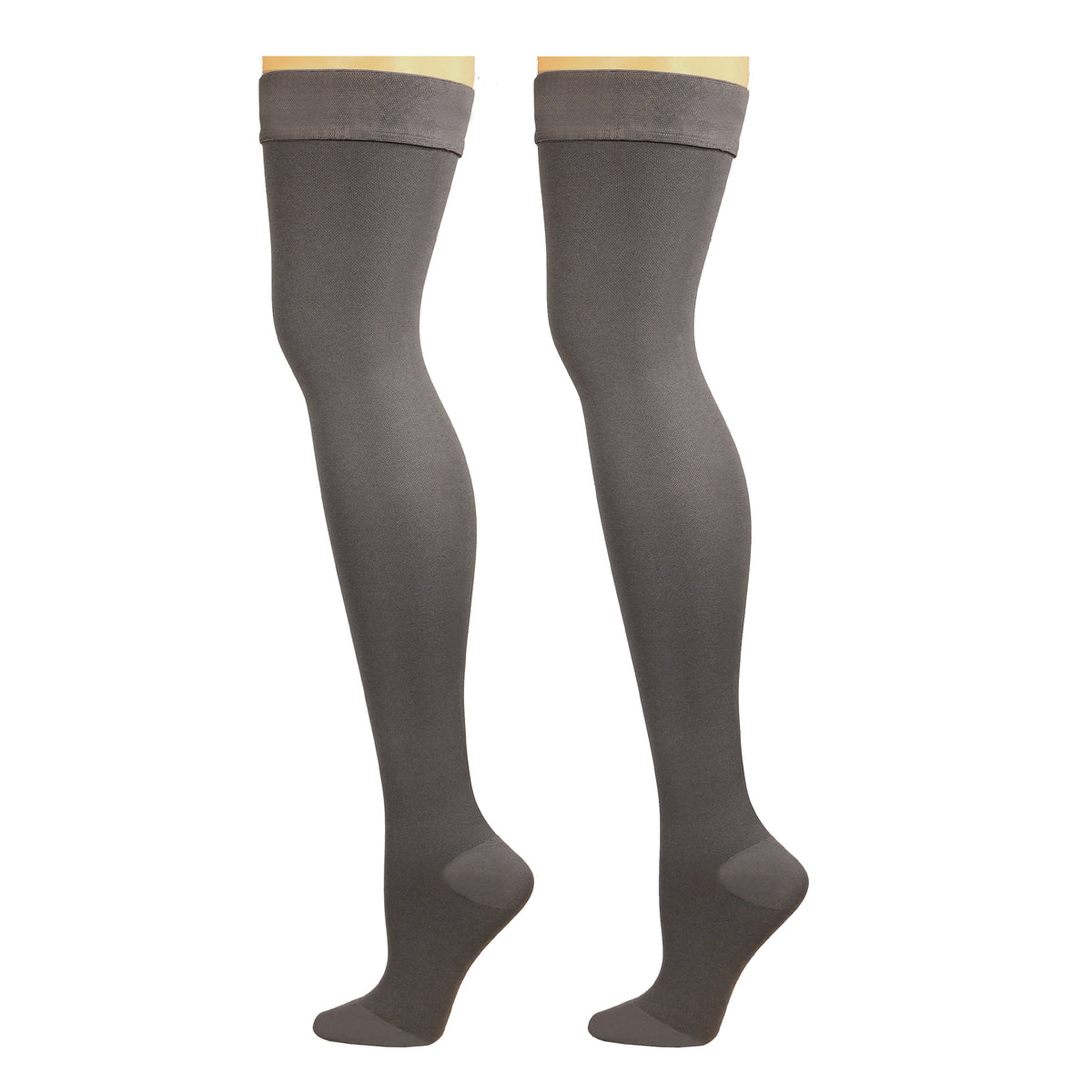 Truform 20-30 mmHg Compression Stockings for Men and Women, Thigh High Length, Dot Top, Closed Toe