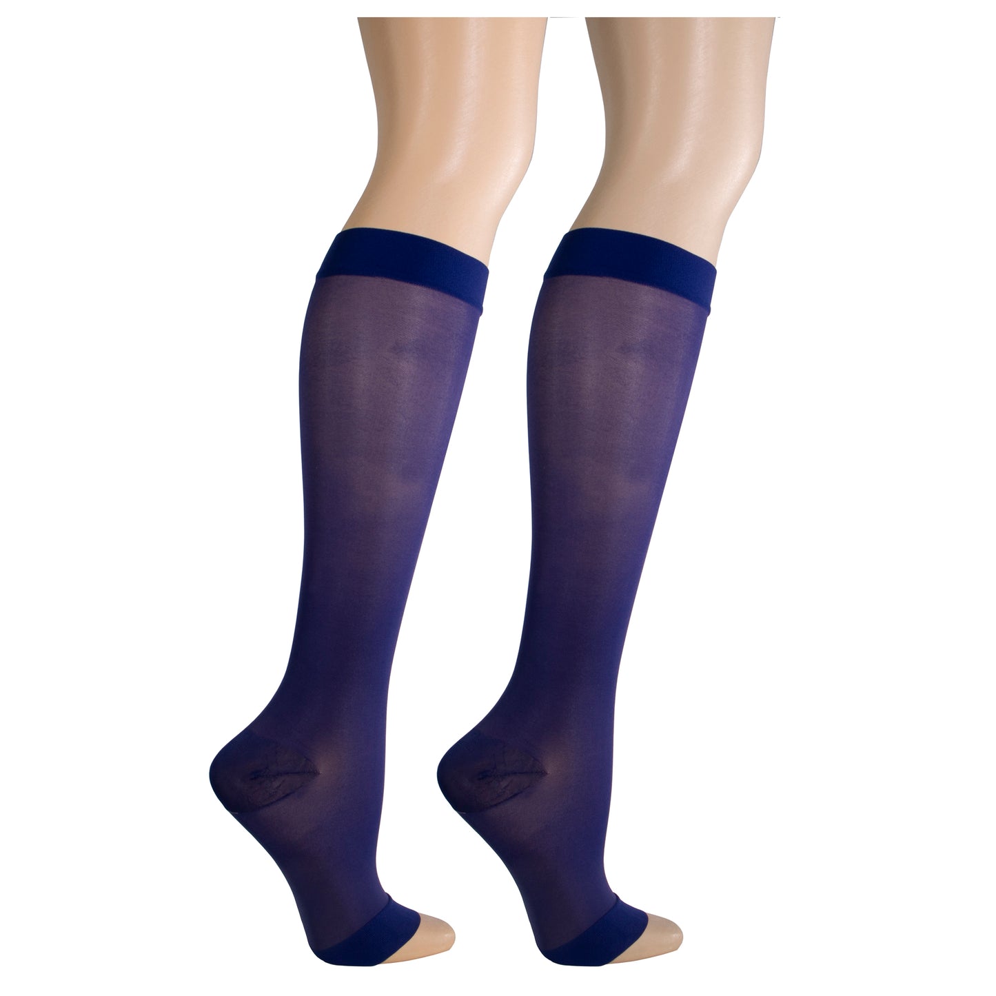 Truform Sheer Compression Stockings, 15-20 mmHg, Women's Knee High Length, Open Toe, 20 Denier