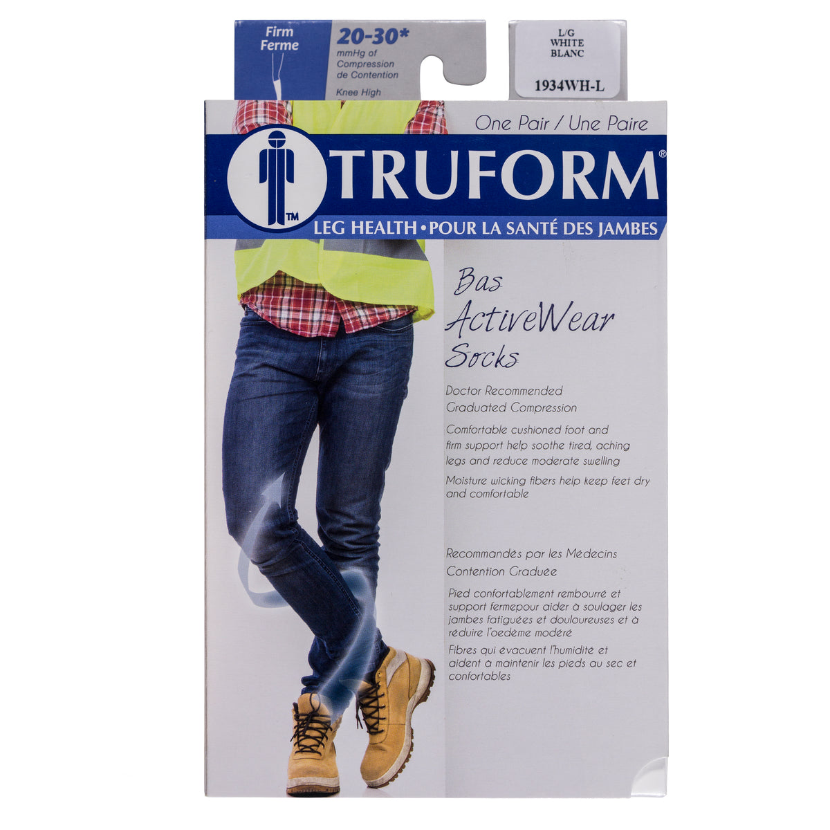 Truform Compression Socks, 20-30 mmHg, Men's Gym Socks, Knee High Over Calf Length