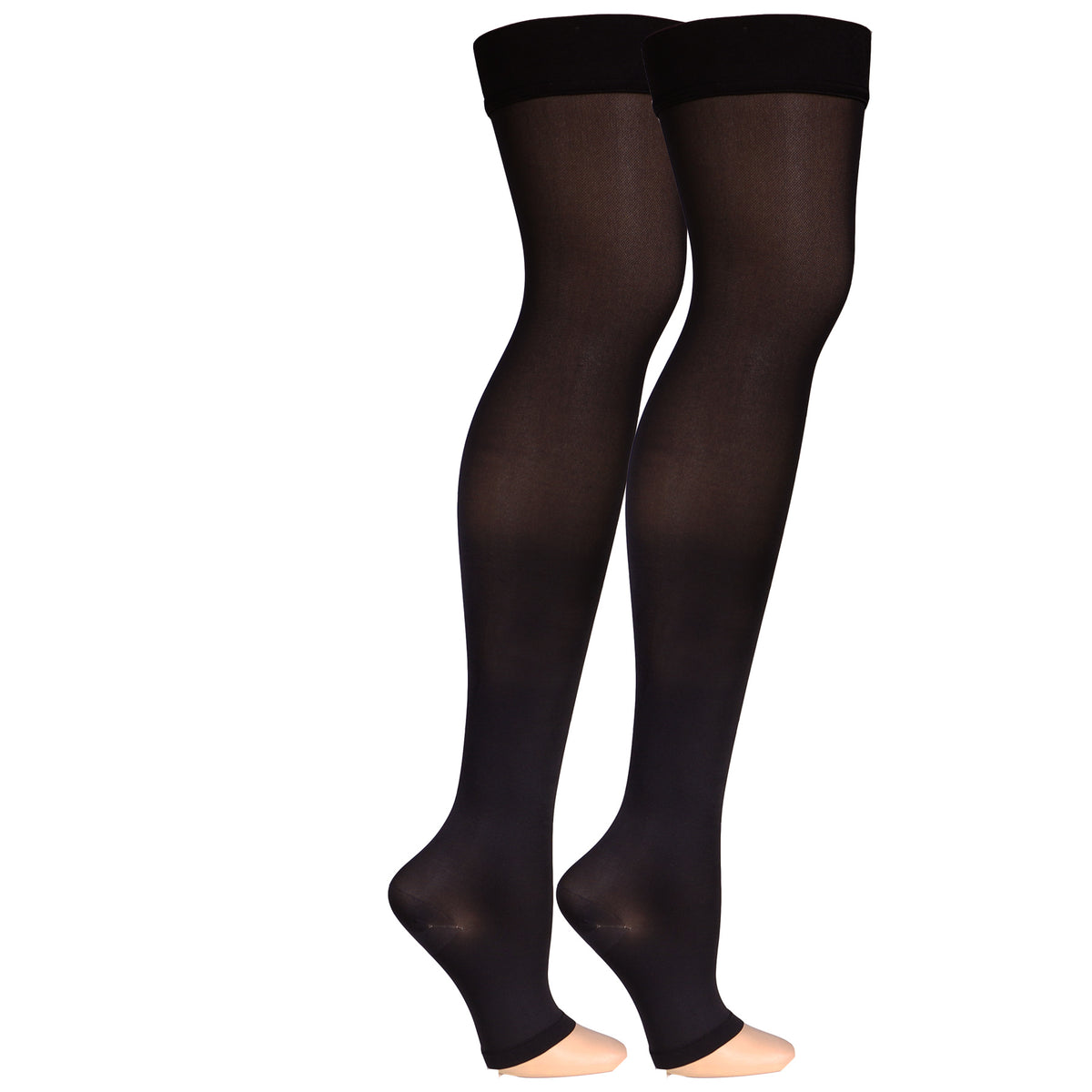 Truform Women's Compression Stockings, 20-30 mmHg, Thigh High Length, Open Toe, Opaque