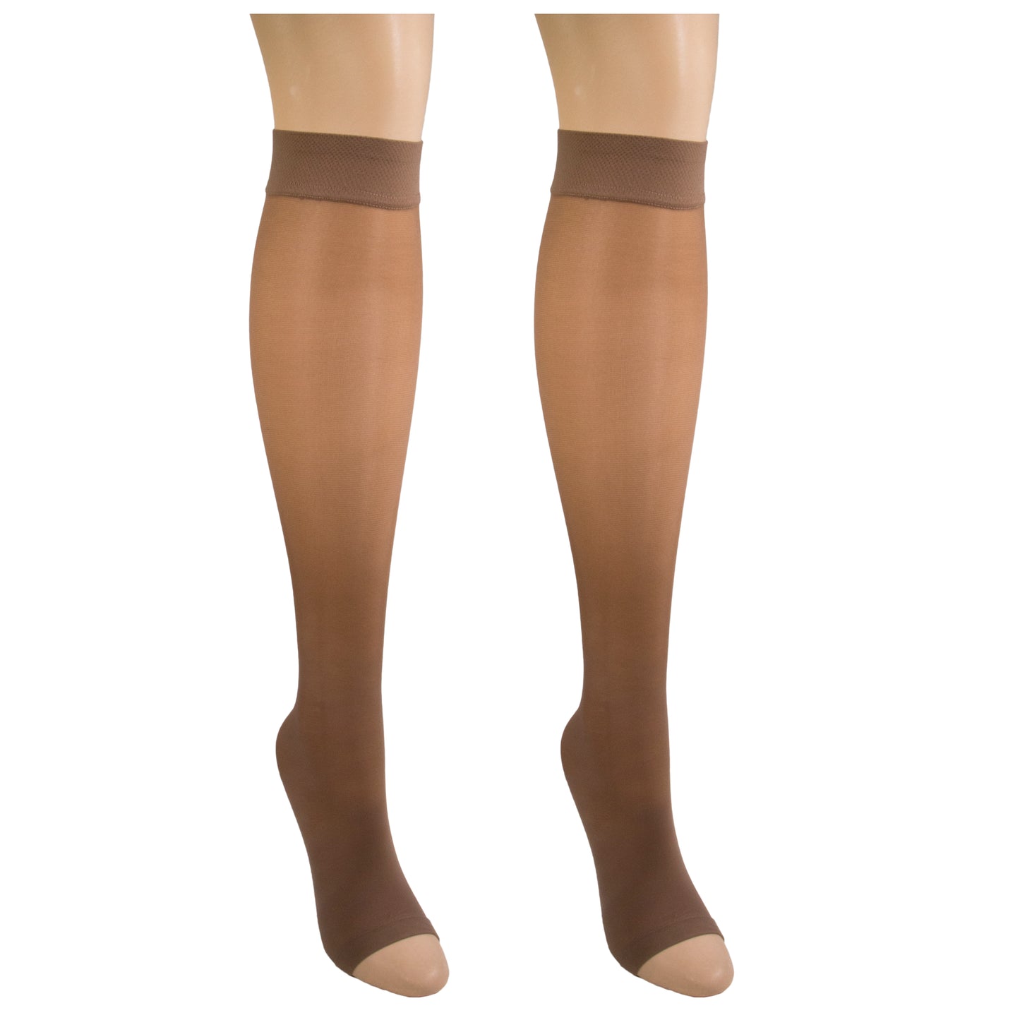 Truform Sheer Compression Stockings, 8-15 mmHg, Women's Open Toe, Knee High Length, 20 Denier