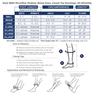 Truform 20-30 mmHg Compression Stockings for Men and Women, Knee High Length, Closed Toe