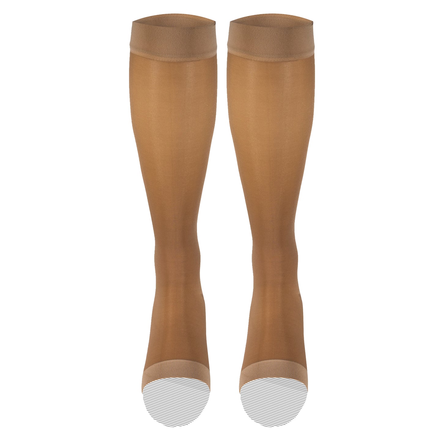 Truform Sheer Compression Stockings, 15-20 mmHg, Women's Knee High Length, Open Toe, 20 Denier