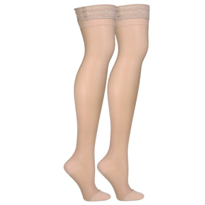 Truform Sheer Compression Stockings, 15-20 mmHg, Women's Thigh High Length, 20 Denier